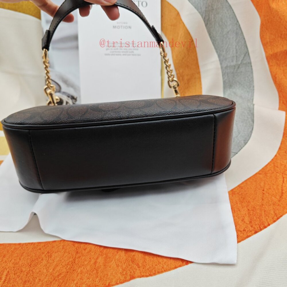 Coach Brown Signature Canvas Crossbody Bag with Gold Hardware - Picture 7 of 15